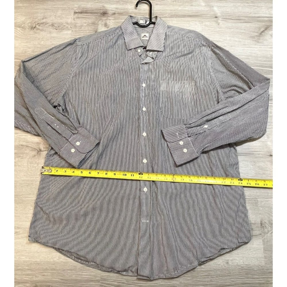 Peter Millar Gray Striped Cotton Button‎ Front Long Sleeve Shirt Size XL - Picture 3 of 6